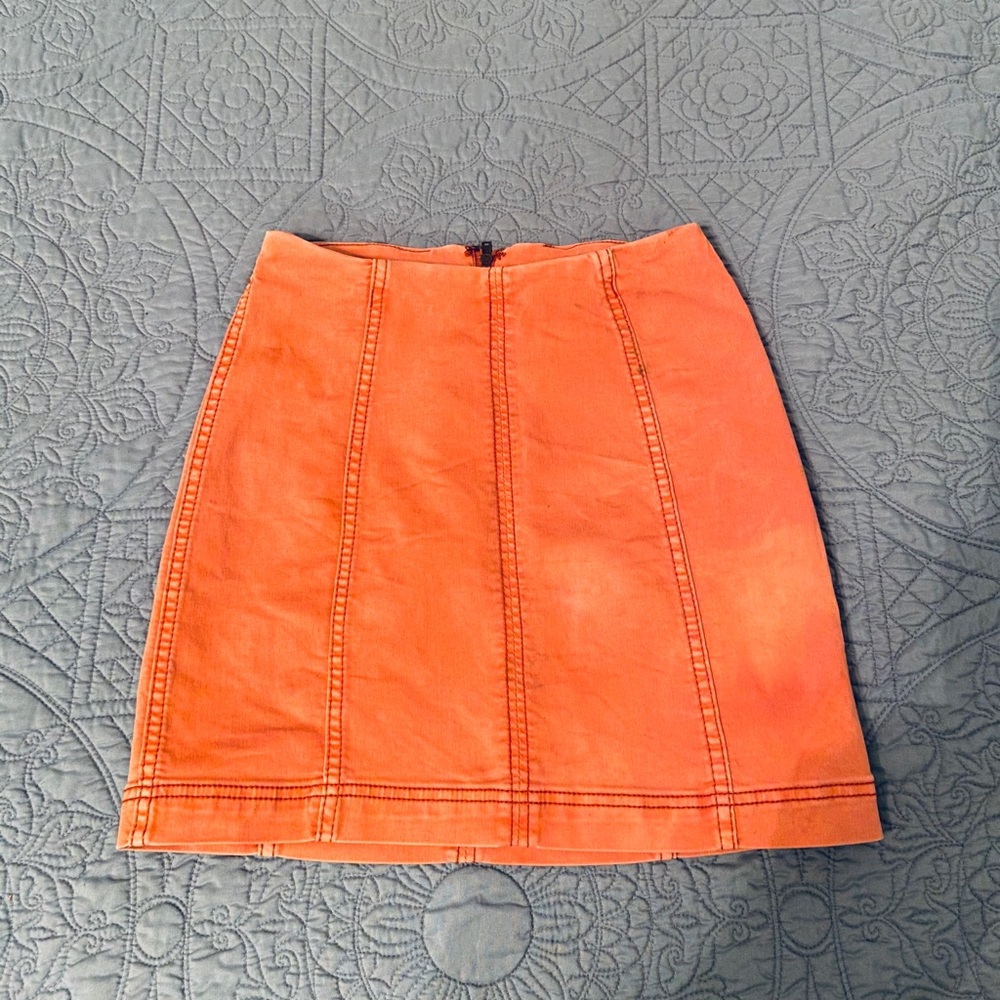 Free People Orange Denim Skirt